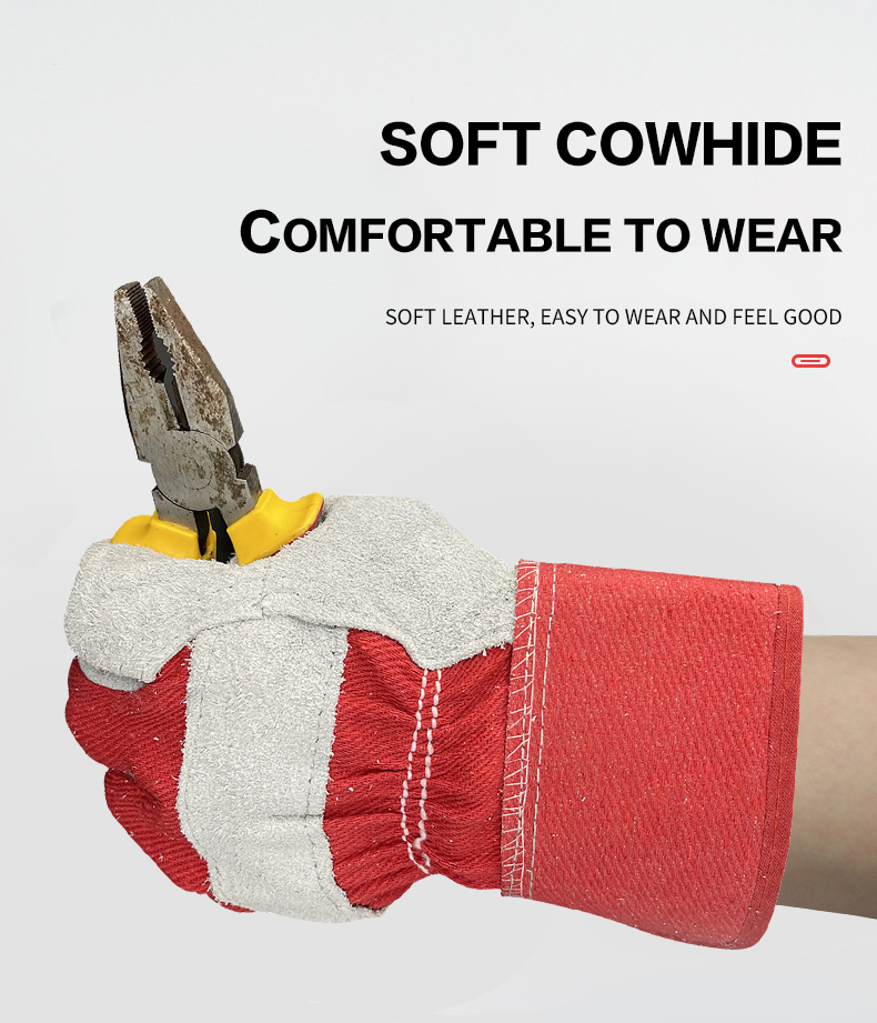 Custom Design Cow Leather Industrial Construction Welder Double Safety Work Gloves for Welding