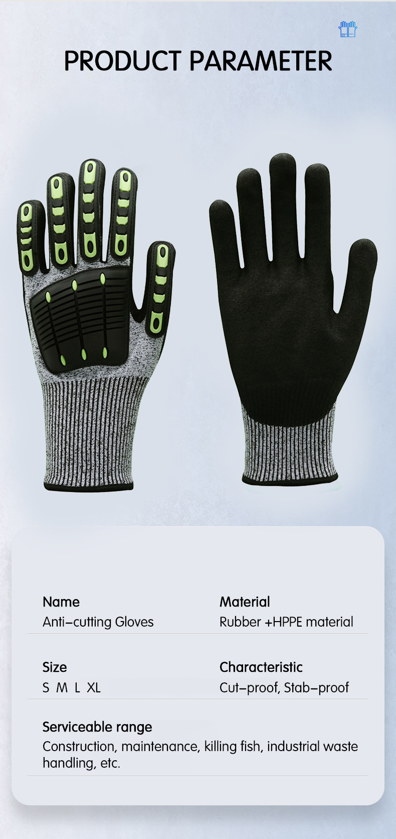 Wholesale Custom TPR Mechanic Gloves Working Impact Resistant Safety Protective Hand Cut Resistant Gloves
