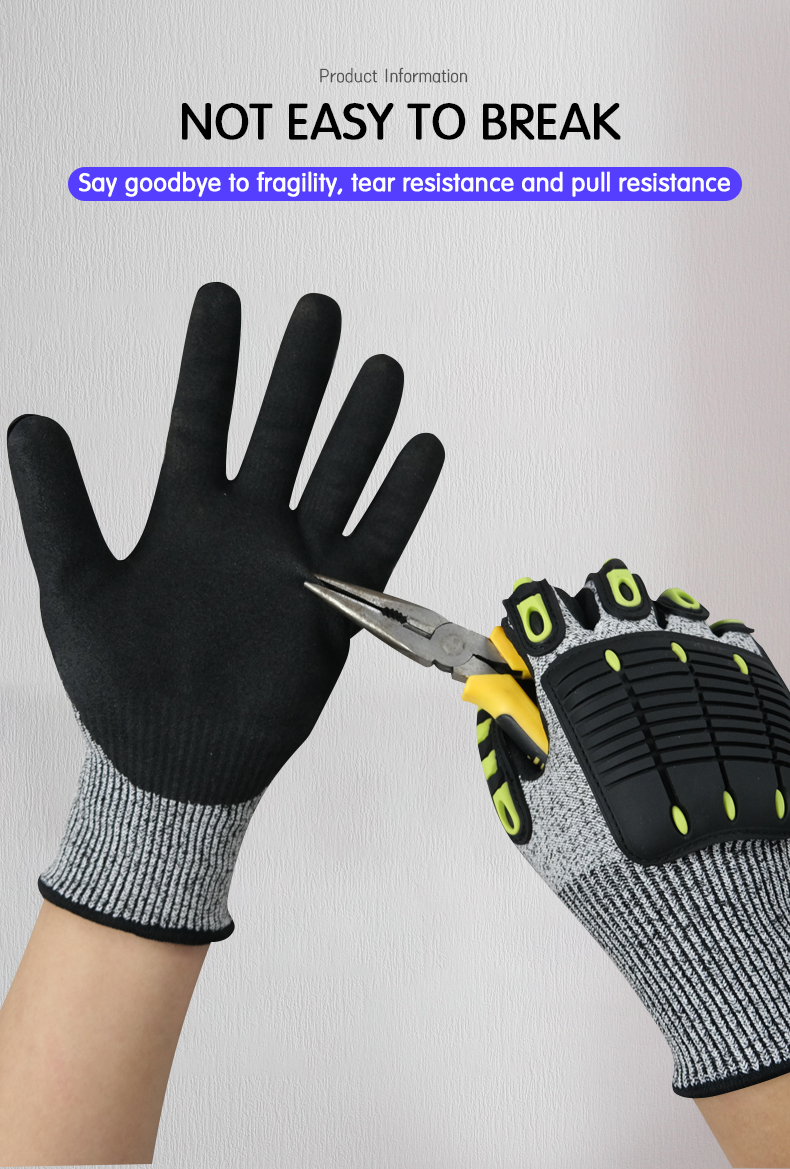 Wholesale Custom TPR Mechanic Gloves Working Impact Resistant Safety Protective Hand Cut Resistant Gloves