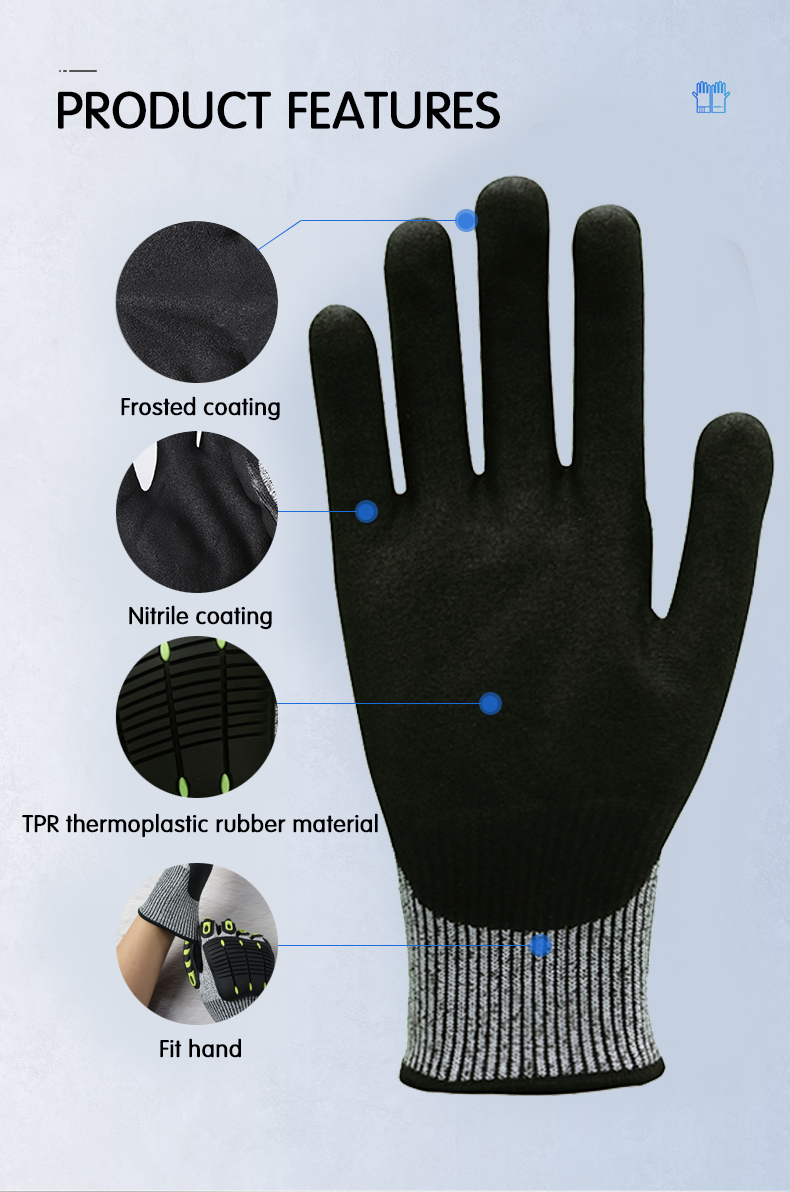 Wholesale Custom TPR Mechanic Gloves Working Impact Resistant Safety Protective Hand Cut Resistant Gloves