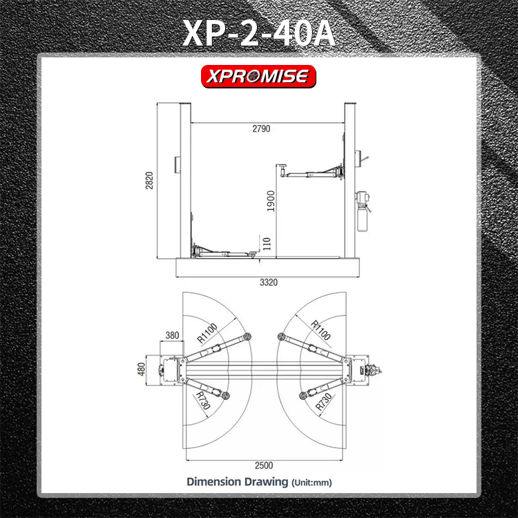 XPOMISE VEHICLE REPAIR EQUIPMENT TOOLS/CAR LIFT/TWO POST CAR LIFT WITH SIGNLE SIDE RELEASE XP-2-40A Yantai Lift Equipment co., ltd vehicle repair equipment tools,car lift,two post car lift