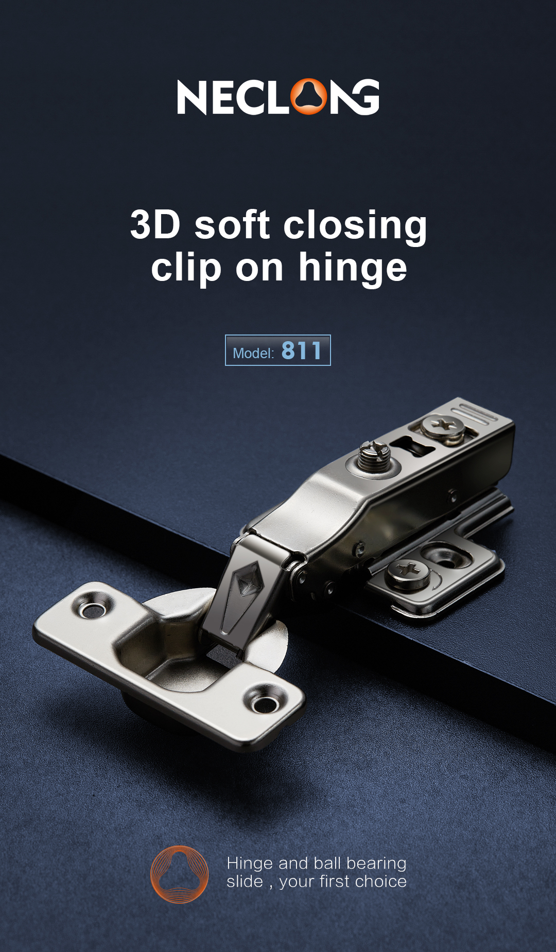 3D Clip On Soft Closing Hinge Adjustable Hydraulic Concealed Hinge for Kitchen Door Cabinet  