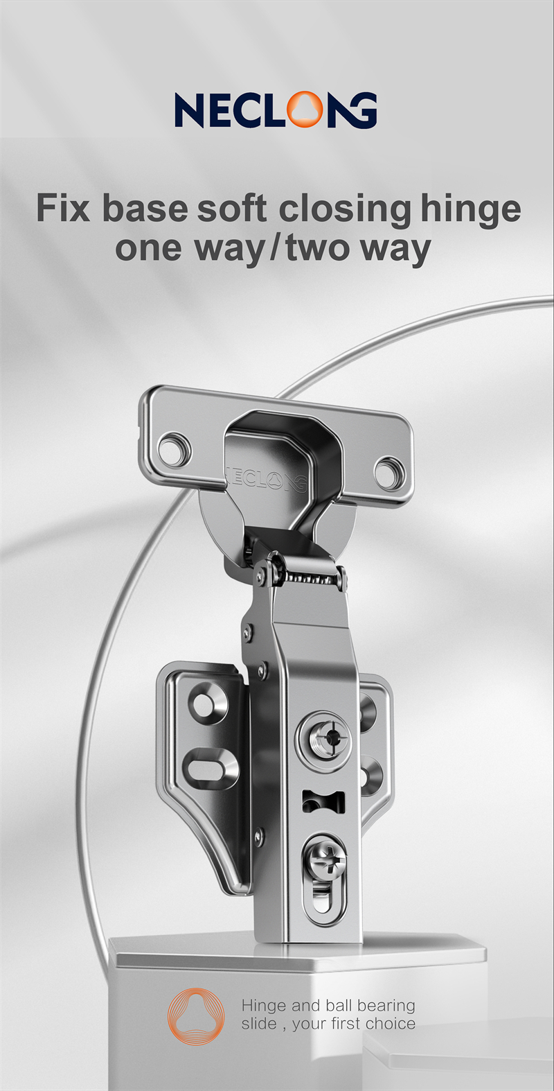 Fix Base Soft Closing Hinge Hydraulic Cabinet Door Hinge Furniture Hardware Copper And Double Nickel Plated  