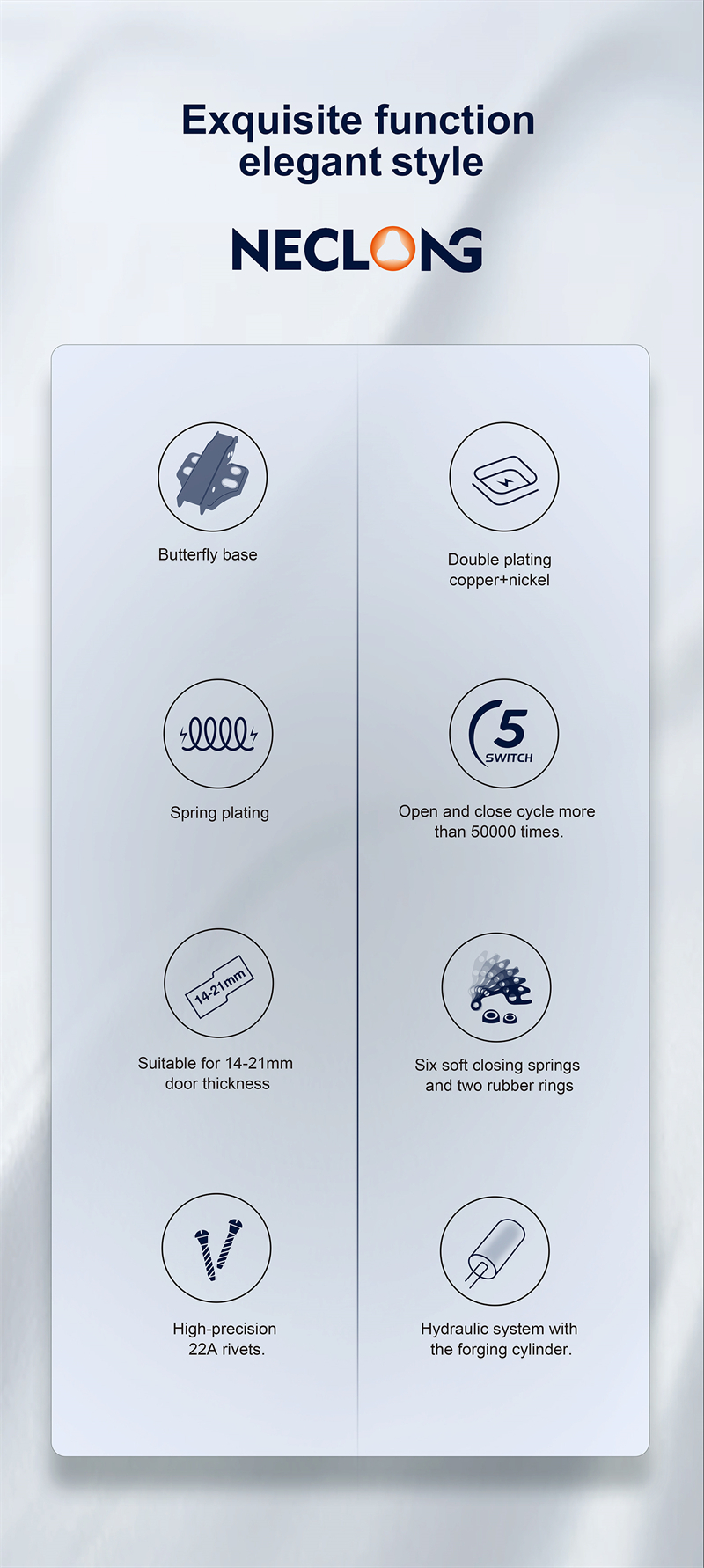 Fix Base Soft Closing Hinge Hydraulic Cabinet Door Hinge Furniture Hardware Copper And Double Nickel Plated  