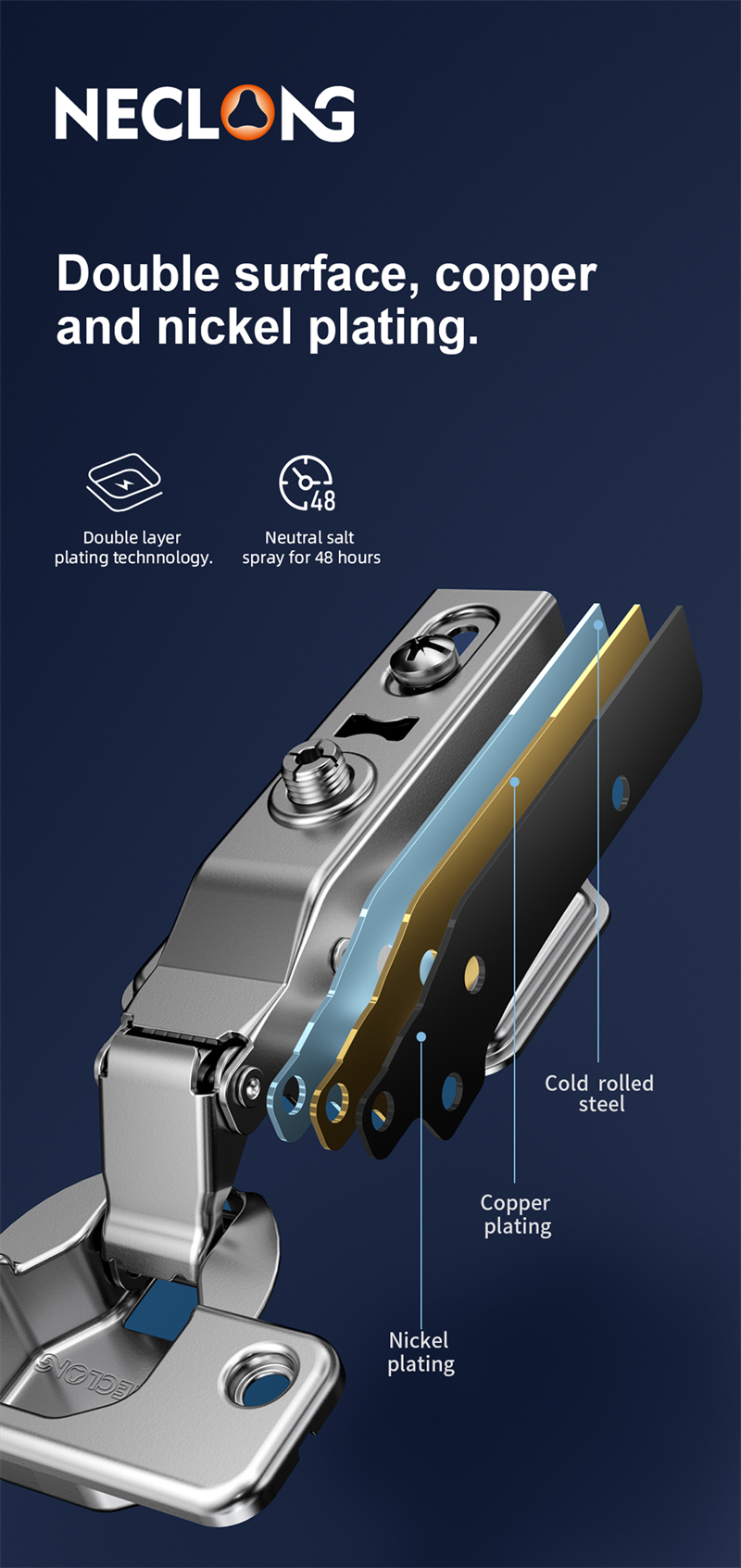 Fix Base Soft Closing Hinge Hydraulic Cabinet Door Hinge Furniture Hardware Copper And Double Nickel Plated  