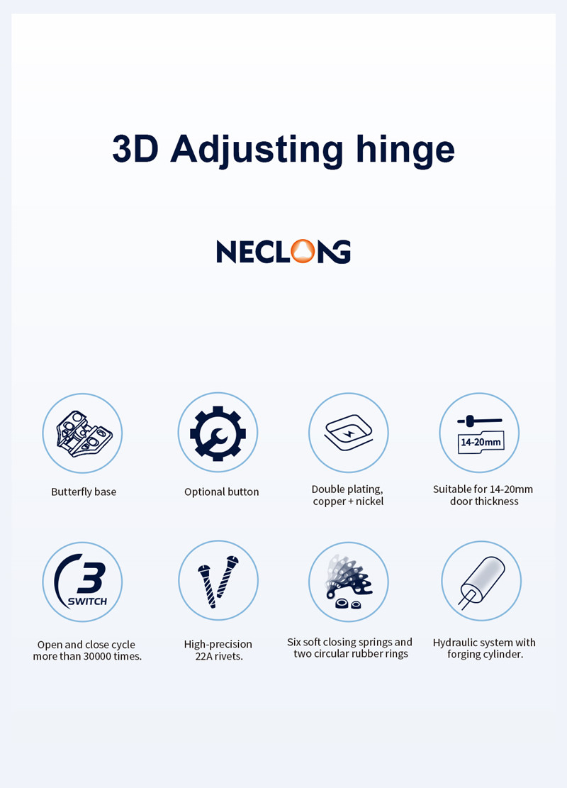 3D Adjustable Hinge Furniture Concealed Hinge Soft Close Steel Hinge Fitting cabinet Hinges Double Plated  