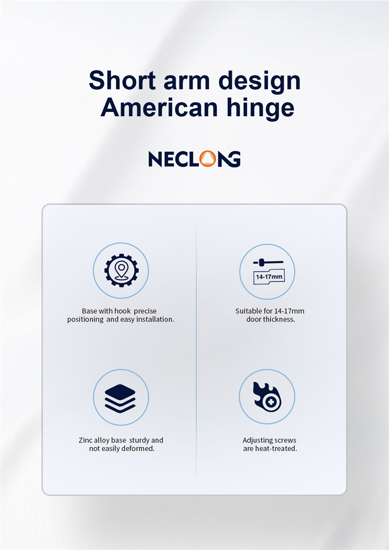 Short Arm Hinge Cabinet Door Furniture Hardware Hinge Nickel Zinc Alloy Base with Hook  