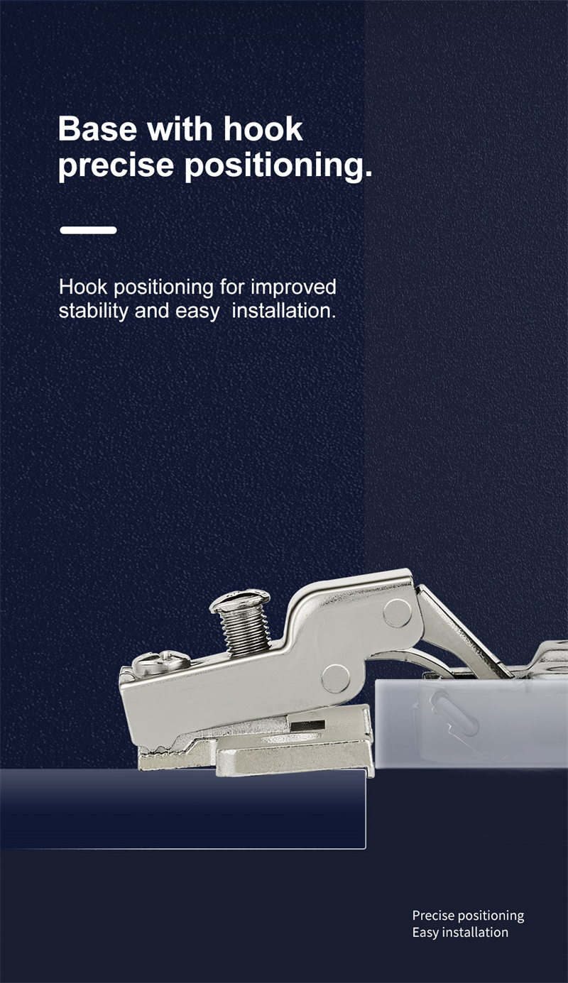 Short Arm Hinge Cabinet Door Furniture Hardware Hinge Nickel Zinc Alloy Base with Hook  