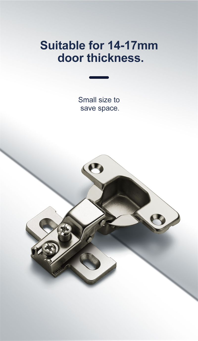Short Arm Hinge Cabinet Door Furniture Hardware Hinge Nickel Zinc Alloy Base with Hook  
