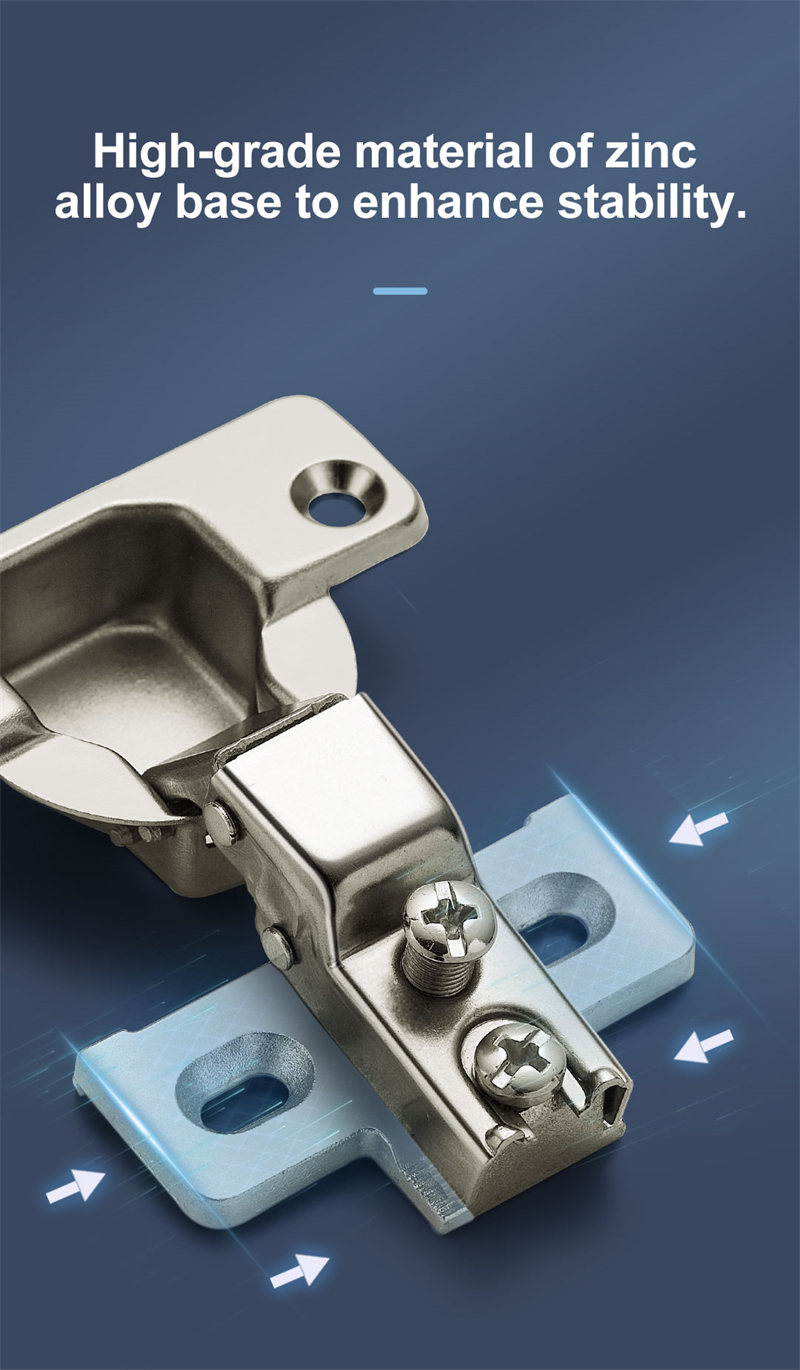 Short Arm Hinge Cabinet Door Furniture Hardware Hinge Nickel Zinc Alloy Base with Hook  