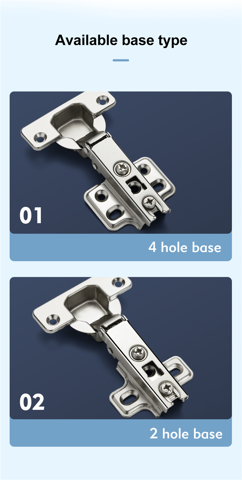 Two Way Normal Hinges without Hydraulic Full overlay Concealed Cabinet door Hinges 4 hole hidden door hinges  