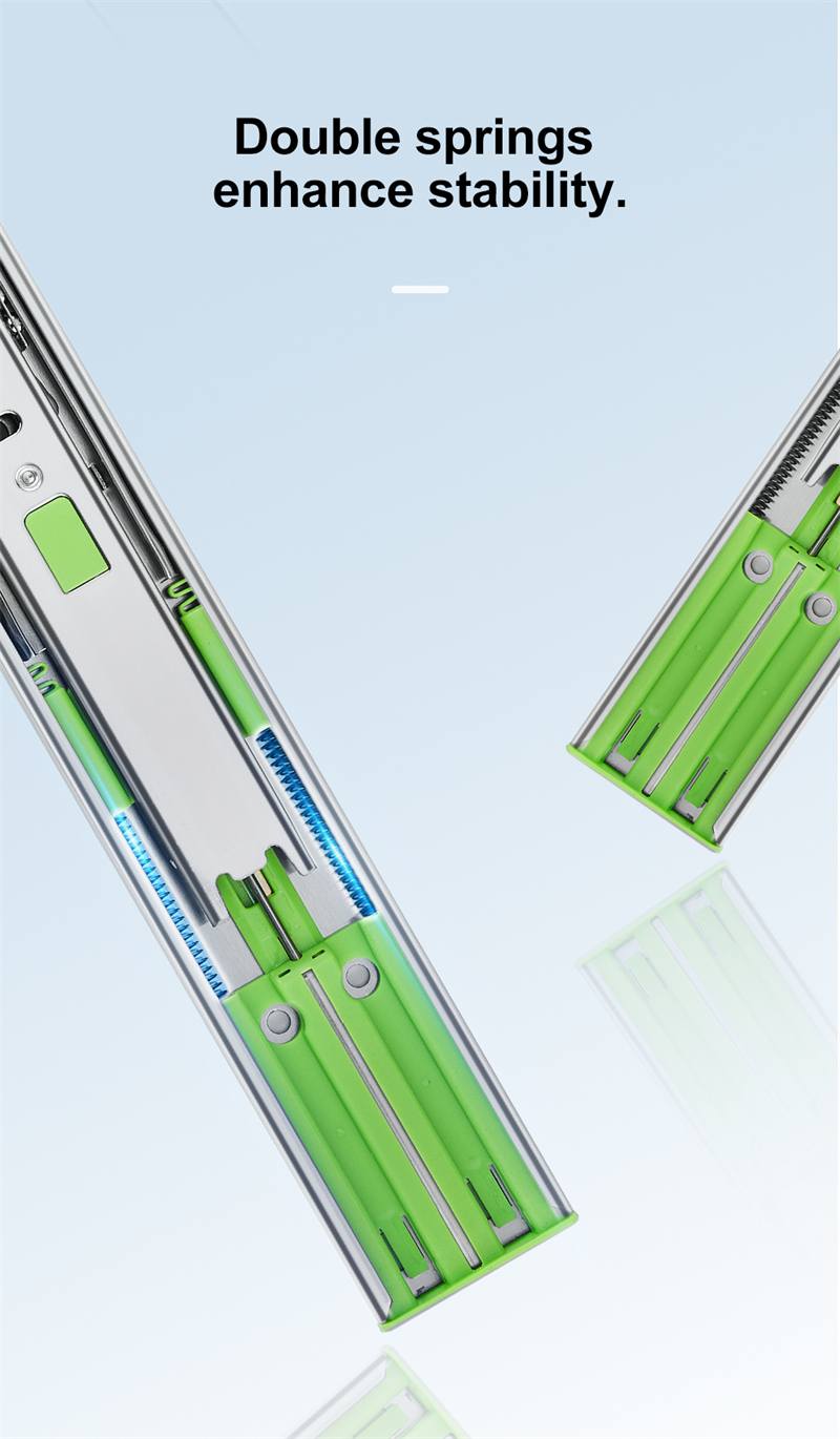 Ball Bearing Slide 3-Fold Soft Closing Cabinet Accessories Drawer Rail Hardware 10-22 Inch  