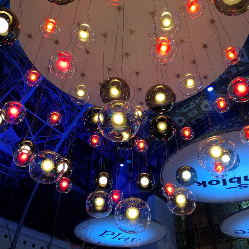 XRTECNA Luxury Chandelier Bubble Shaped Pendant Light Modern Glass Lamp