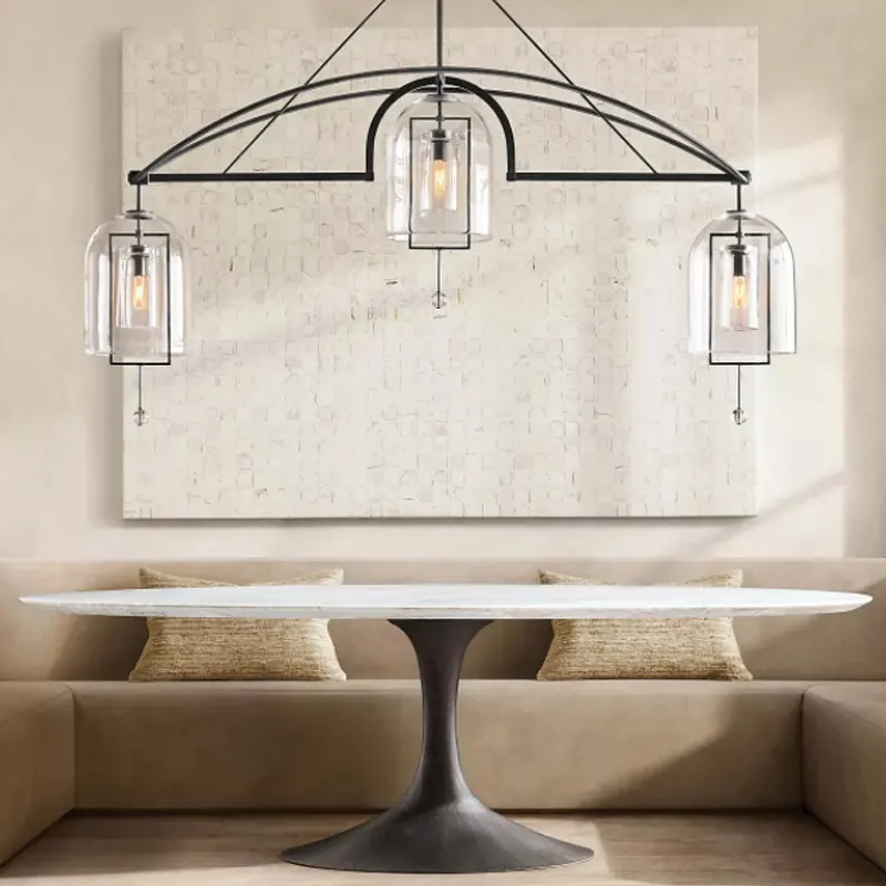 XRTECNA LED Crystal Decoration Light Vintage Fixture Lighting Fulcrum Linear Metal Chandelier