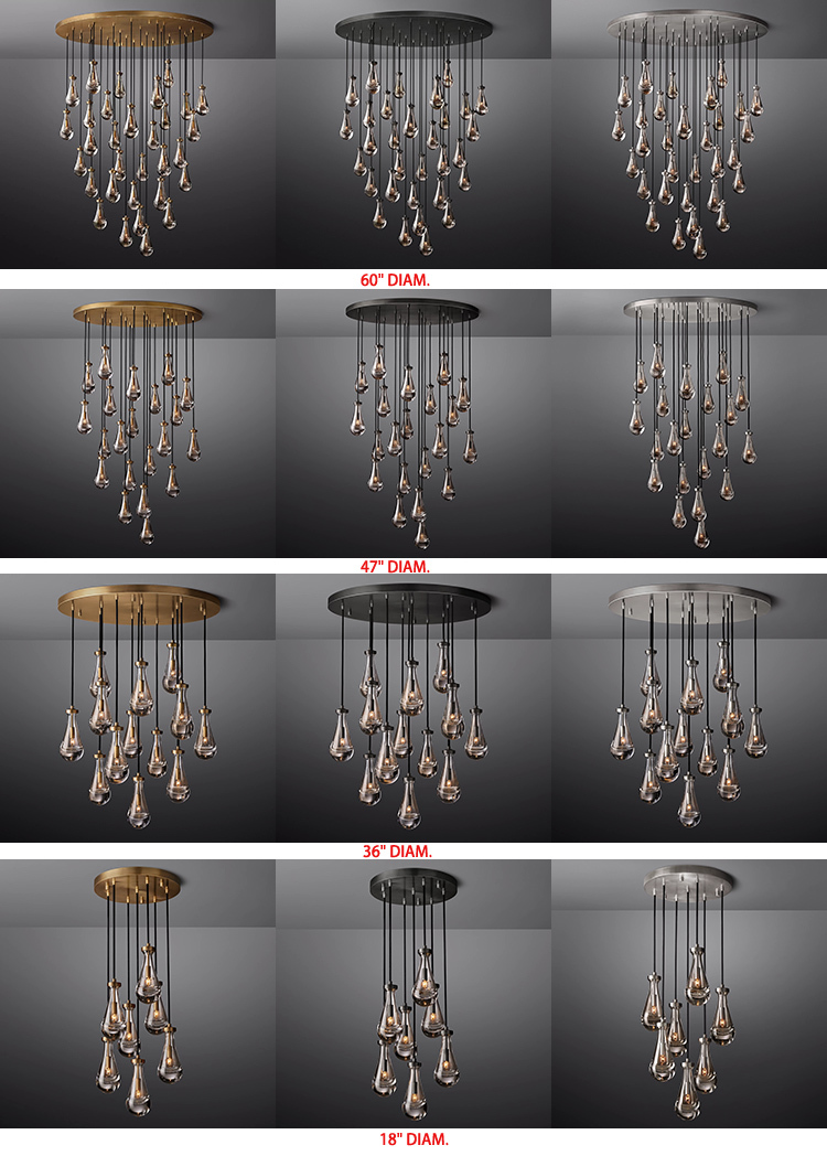 XRTECNA Rain Round Chandelier 60" Luxury Hanging Decoration Lighting