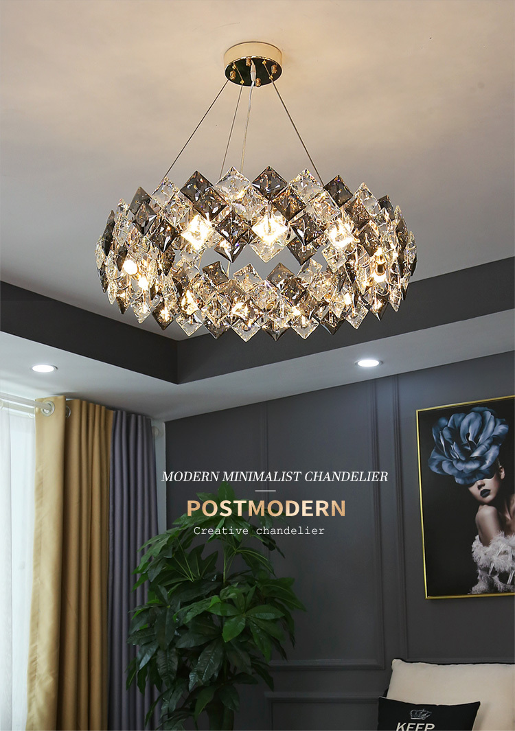 XRTECNA European Round Indoor Pendant Lamp Luxury Crystal Chandelier Lighting