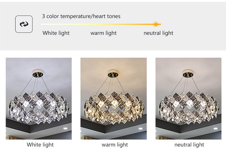 XRTECNA European Round Indoor Pendant Lamp Luxury Crystal Chandelier Lighting