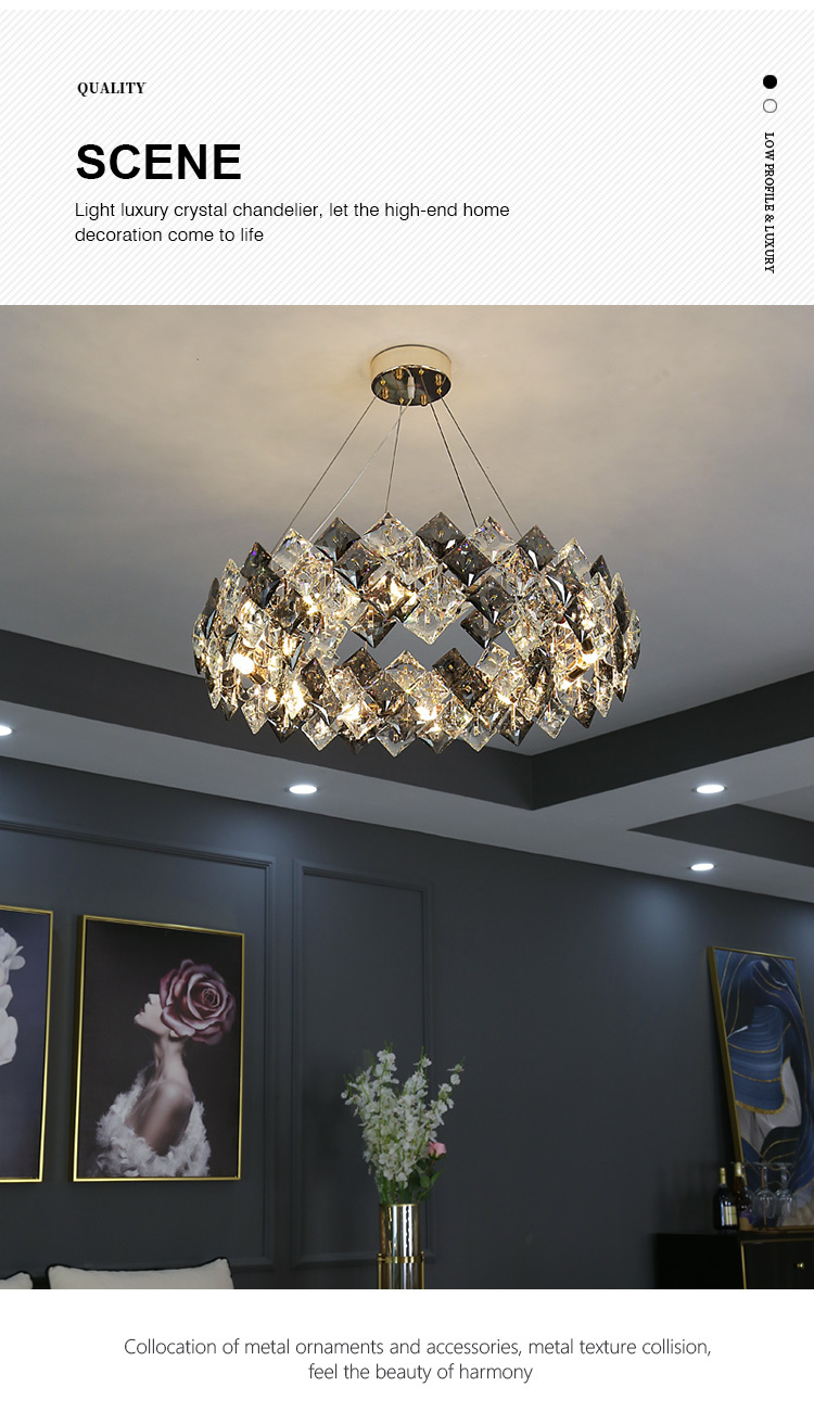 XRTECNA European Round Indoor Pendant Lamp Luxury Crystal Chandelier Lighting