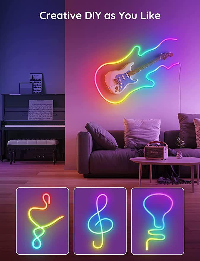XRTECNA Tuya Smart Wifi Waterproof 3meter Flexible Led Neon Soft Neon Strip Top Silicone Light