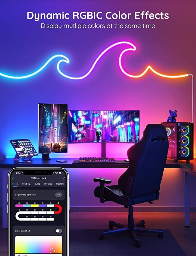 XRTECNA Tuya Smart Wifi Waterproof 3meter Flexible Led Neon Soft Neon Strip Top Silicone Light