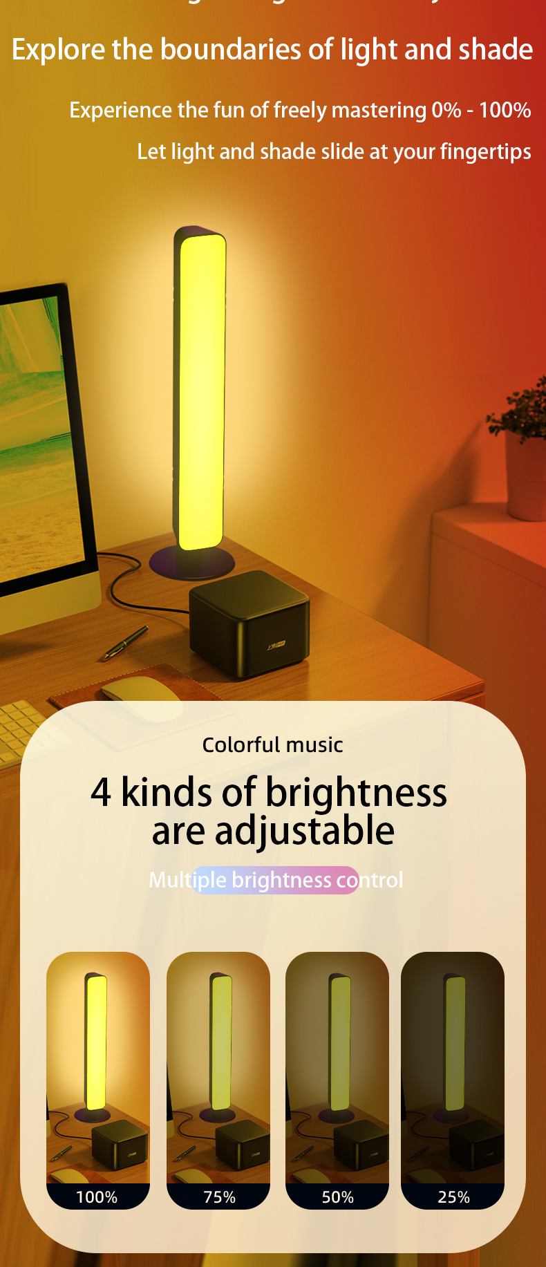 XRTECNA Amazon Bedroom RGB Atmosphere Computer Music Wireless Light