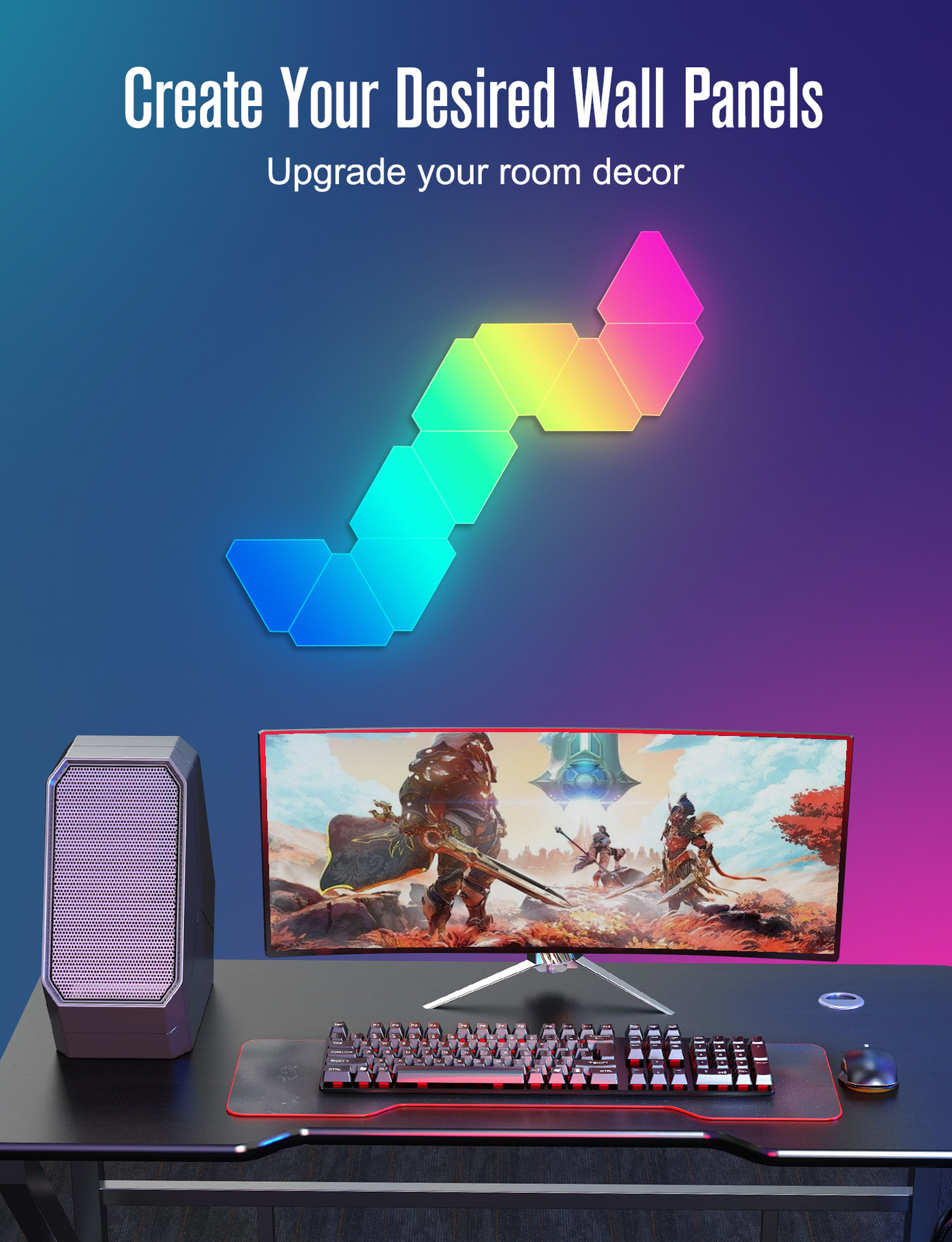 XRTECNA WIFI Bluetooth RGB Light Led Triangle Lamps Magnetic Smart Decoration Wall Led Night Light