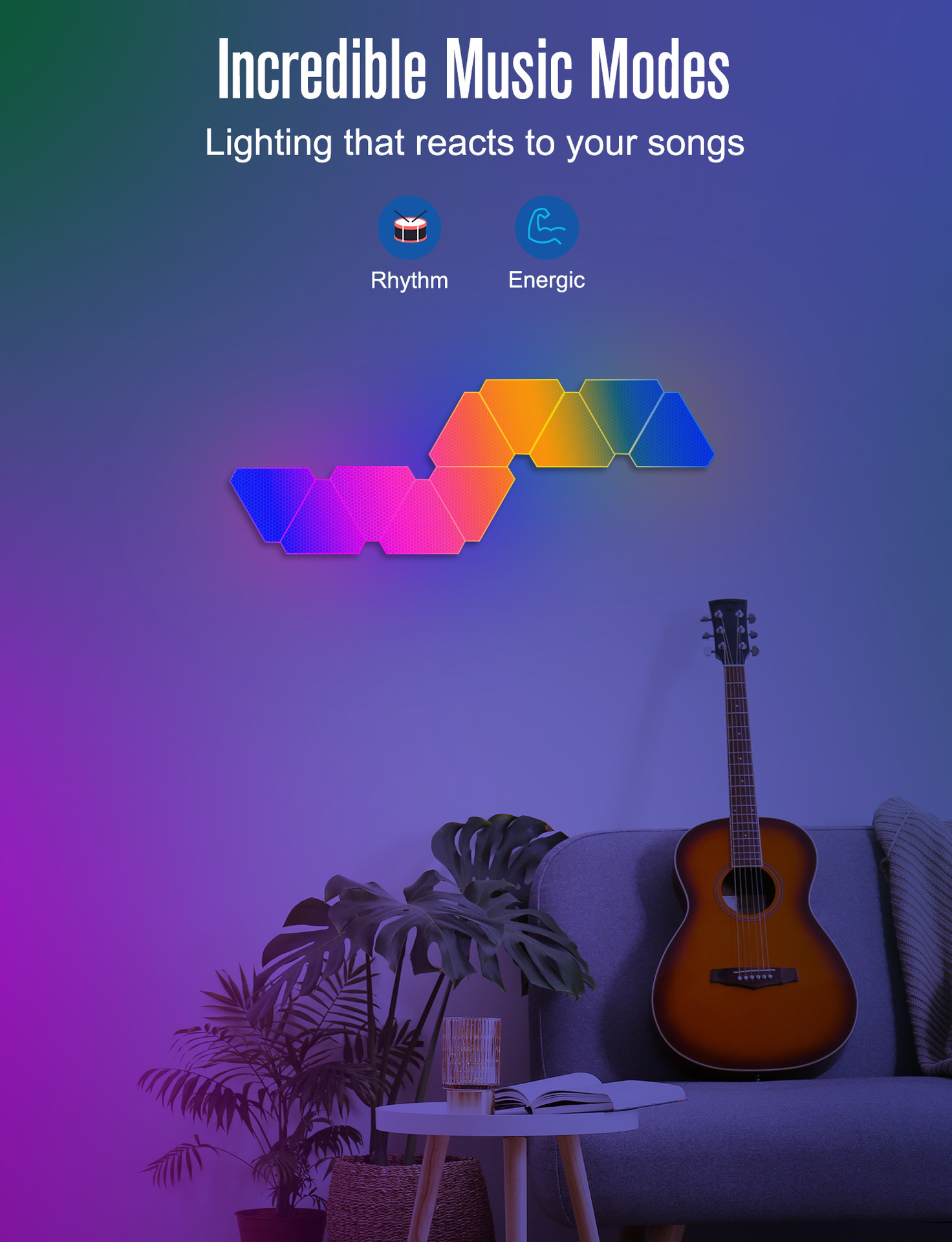 XRTECNA WIFI Bluetooth RGB Light Led Triangle Lamps Magnetic Smart Decoration Wall Led Night Light