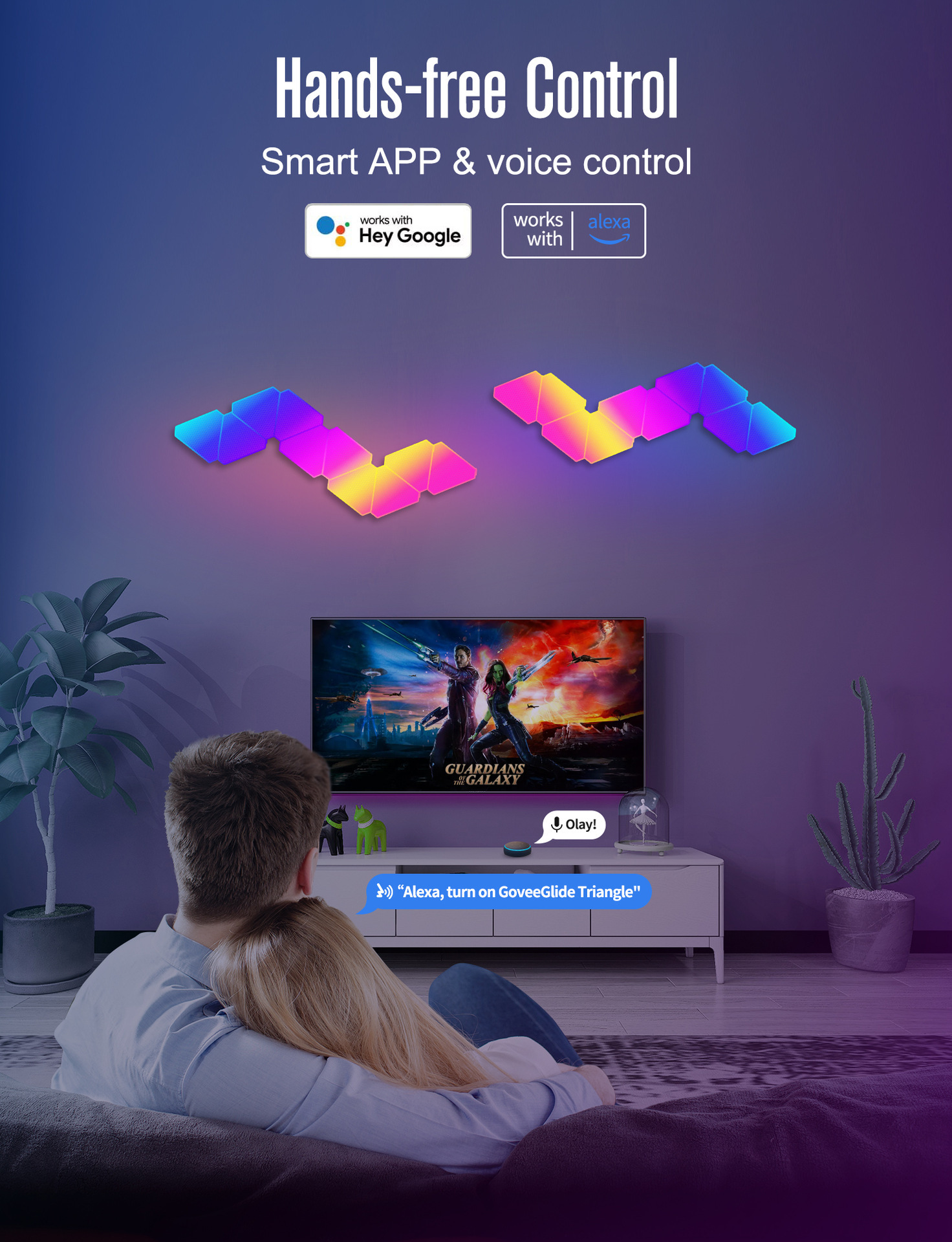 XRTECNA WIFI Bluetooth RGB Light Led Triangle Lamps Magnetic Smart Decoration Wall Led Night Light