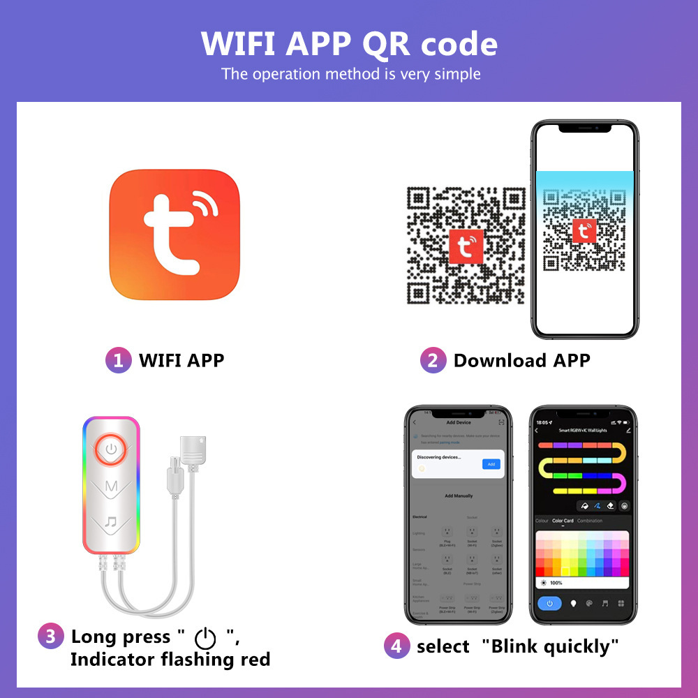 XRTECNA Tuya App Control Smart WIFI APP Control LED Lights for Decoration Home