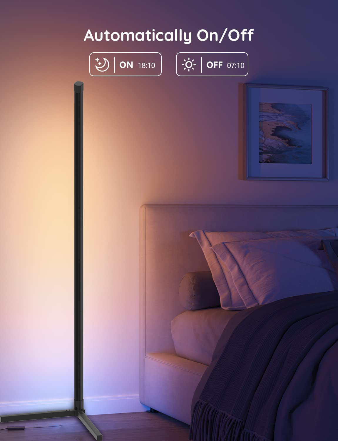 XRTECNA Music Smart Wireless App Controlled Modern Atmosphere Light Tripod Corner Standing RGB LED Floor Lamp