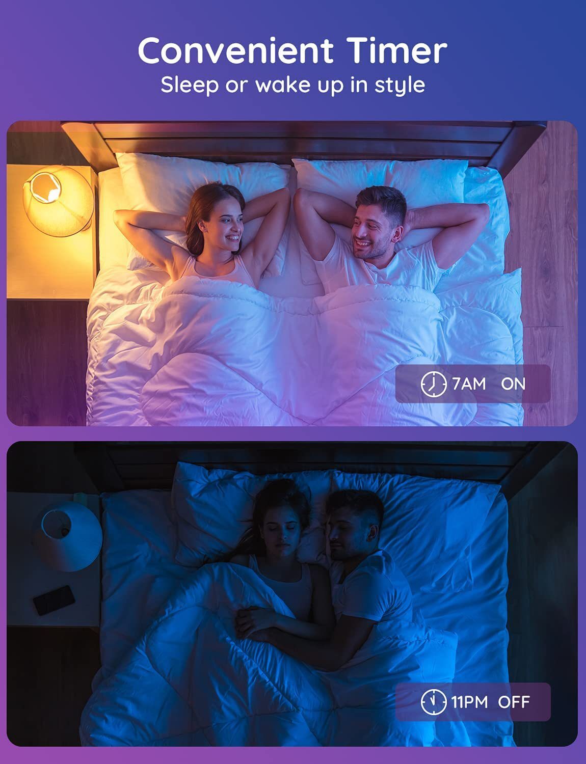 XRTECNA TUYA Smart WiFi Lamp Ampoule LED A19 Alexa RGB Multicolor Dimmable Light Bulb