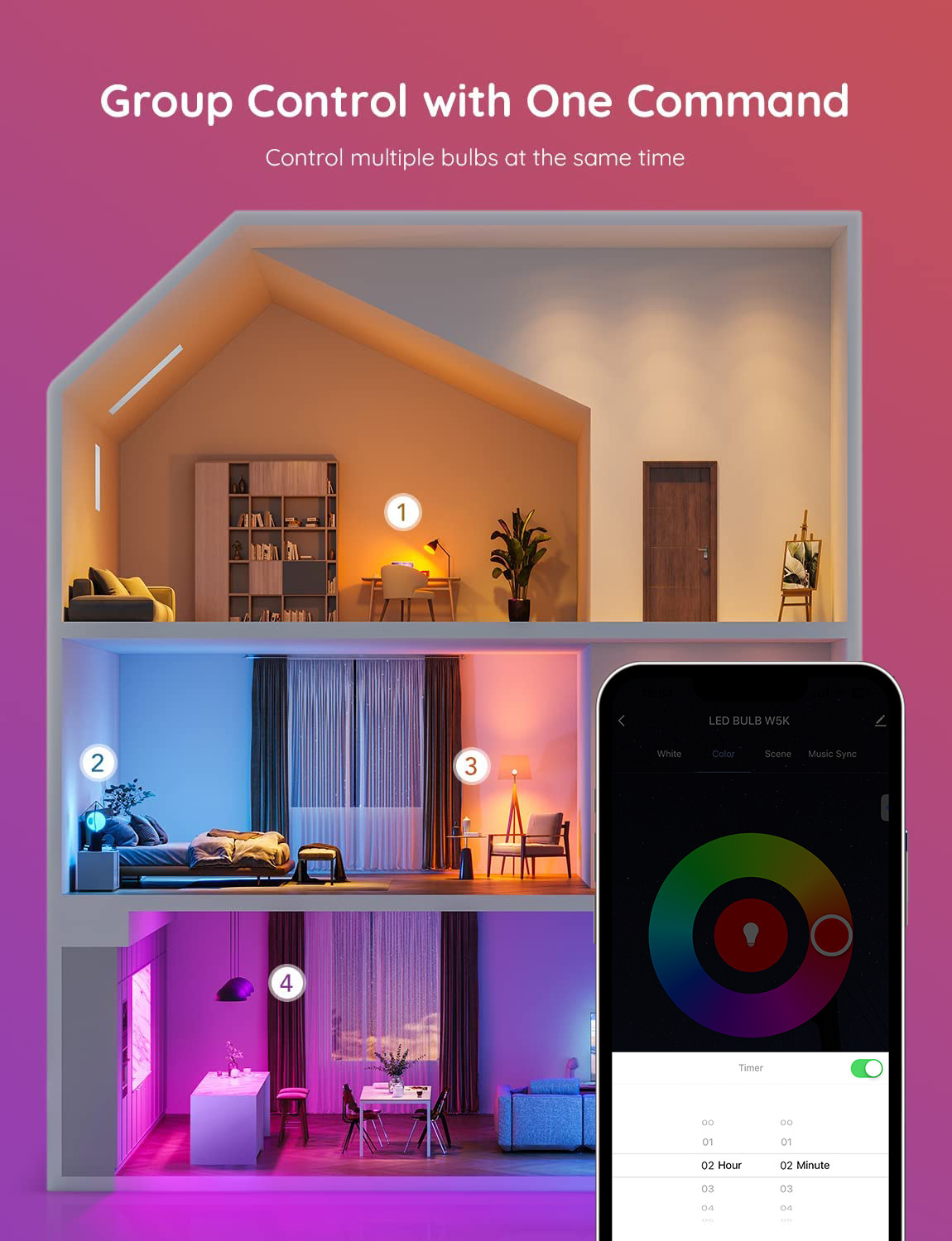 XRTECNA TUYA Smart WiFi Lamp Ampoule LED A19 Alexa RGB Multicolor Dimmable Light Bulb