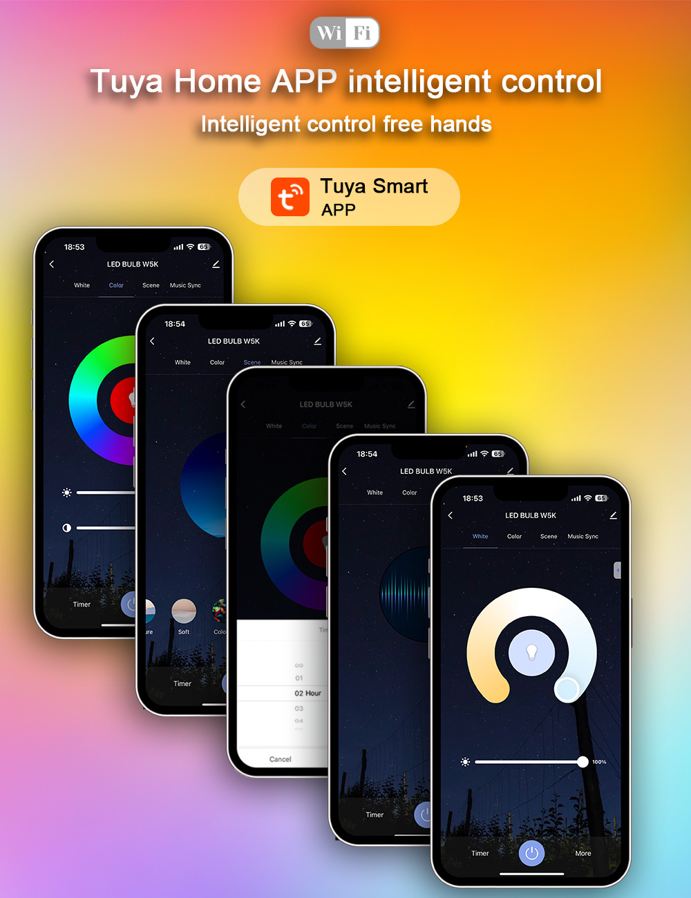 XRTECNA TUYA Smart WiFi Lamp Ampoule LED A19 Alexa RGB Multicolor Dimmable Light Bulb