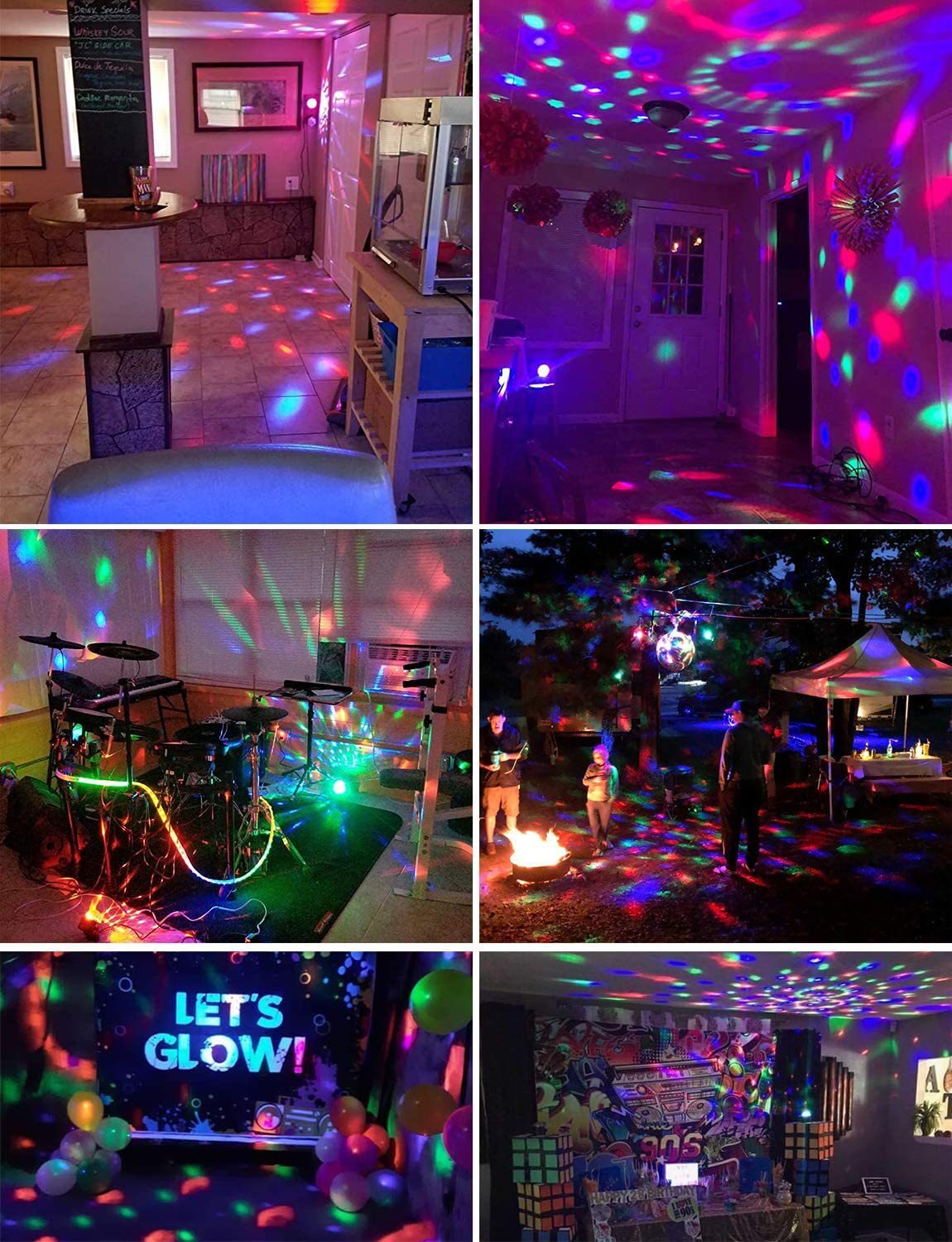 XRTECNA Magic Disco Lights With RGB-7 Color Sound LED Party Effect color changing Disco Ball Light Sound Activated Rotating 5W LED