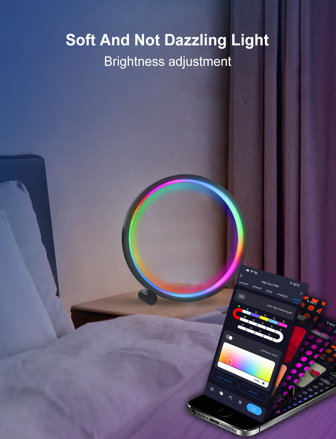 XRTECNA Smart LED Night Light RGB Desktop Atmosphere Desk Lamp