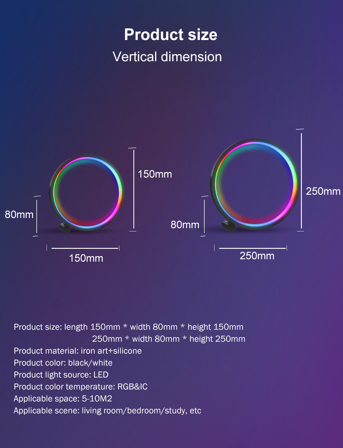 XRTECNA Smart LED Night Light RGB Desktop Atmosphere Desk Lamp