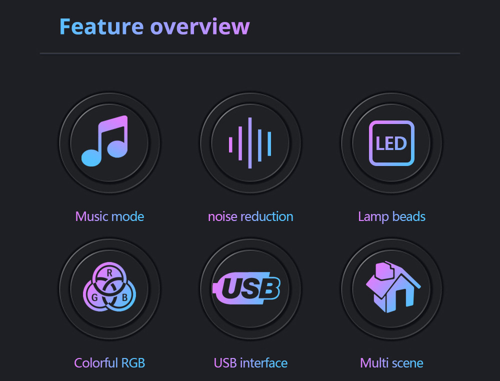 XRTECNA Smart LED Night Light RGB Desktop Atmosphere Desk Lamp