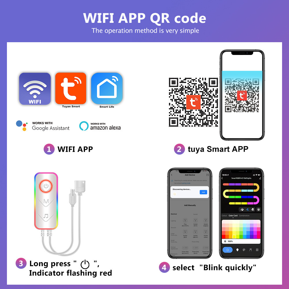 XRTECNA Smart LED Night Light RGB Desktop Atmosphere Desk Lamp