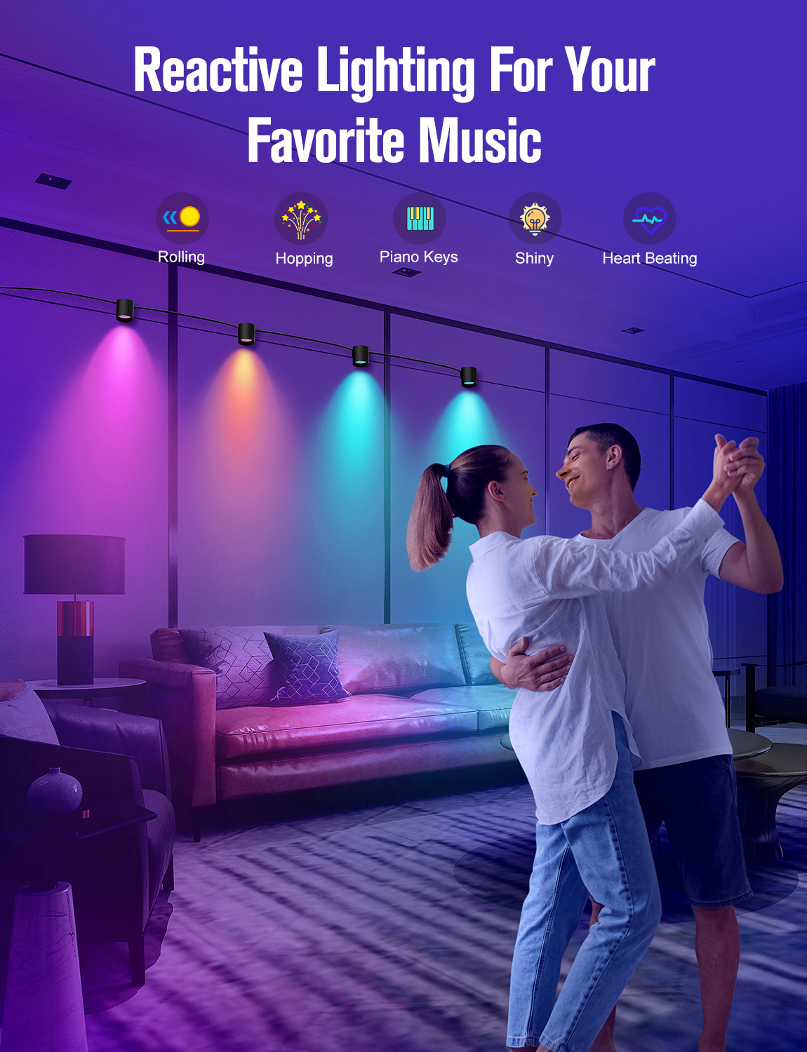 XRTECNA LED Smart WIFI Music Sync Home Interior Decoration Wall Light RGBIC Downlight 