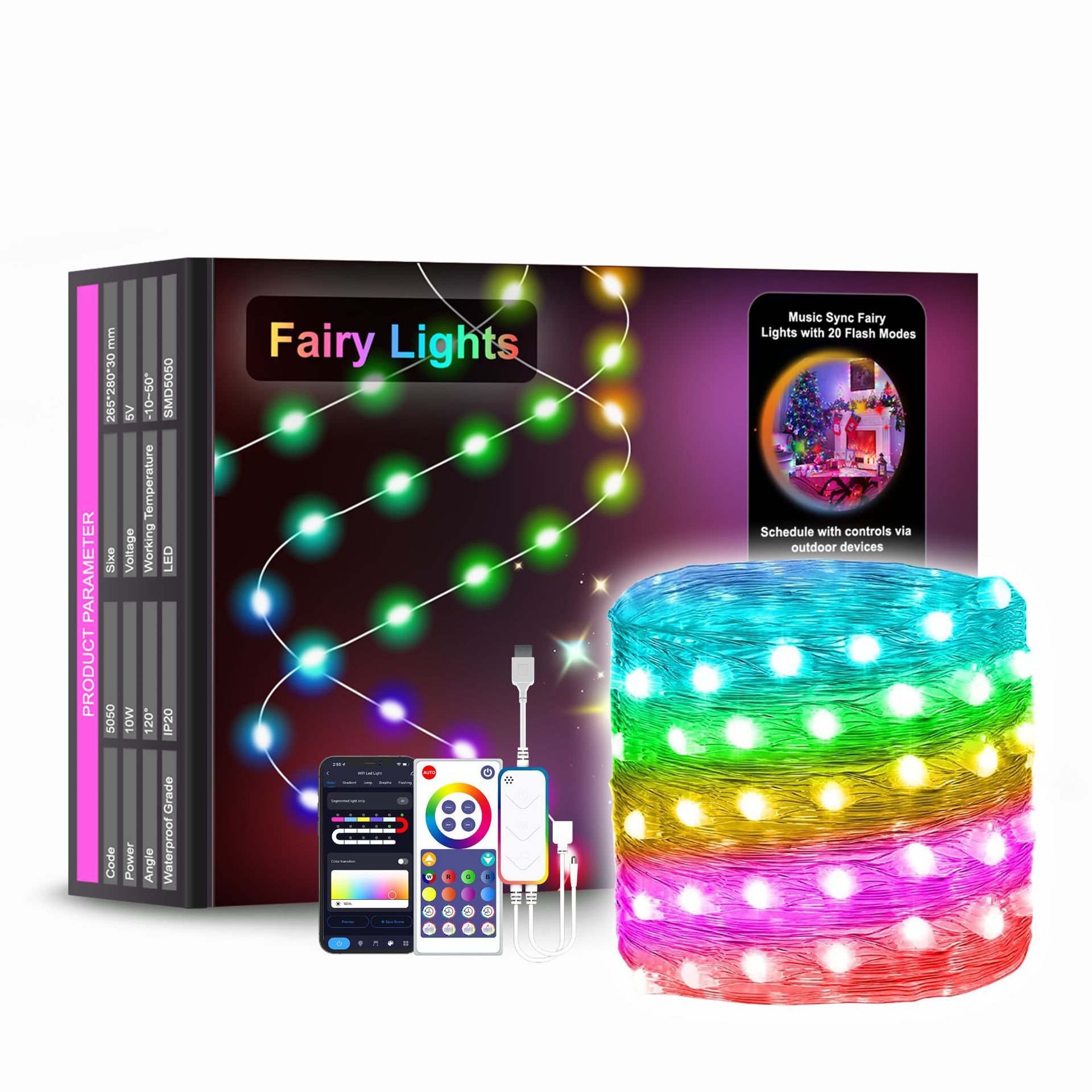 XRTECNA TUYA Smart Wifi Controlled Illusion LED Light String Christmas Party Decoration Light