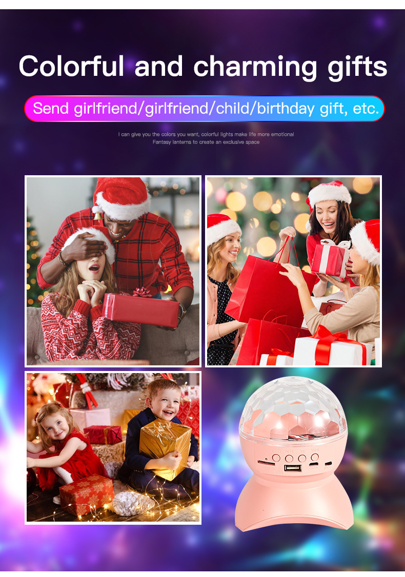 XRTECNA 2024 New Style Projector Speaker Atmosphere USB Light Gift Sound Control LED Star Night Light Music Player LED