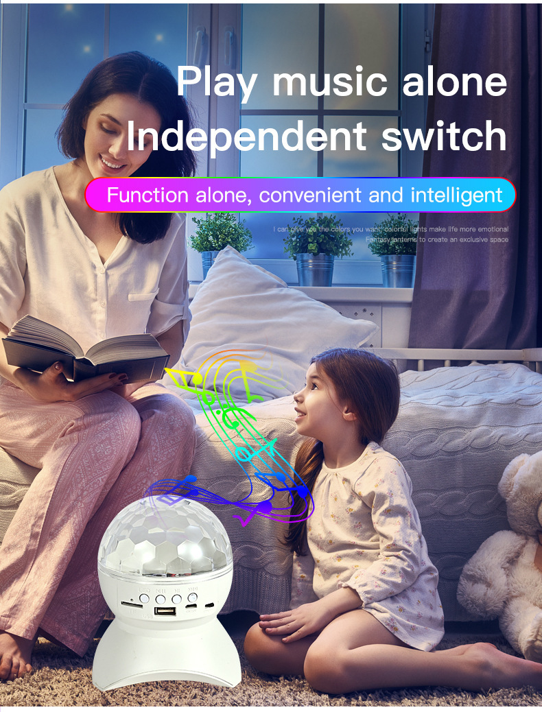 XRTECNA 2024 New Style Projector Speaker Atmosphere USB Light Gift Sound Control LED Star Night Light Music Player LED