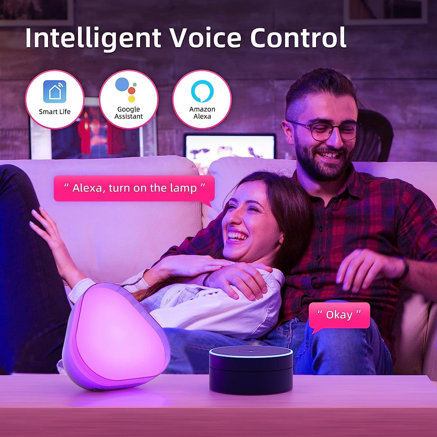 XRTECNA Smart Lighting Home Night Ambient Table Lights RGB Color Changing Control Rhythm Dimming Bedroom Night Light