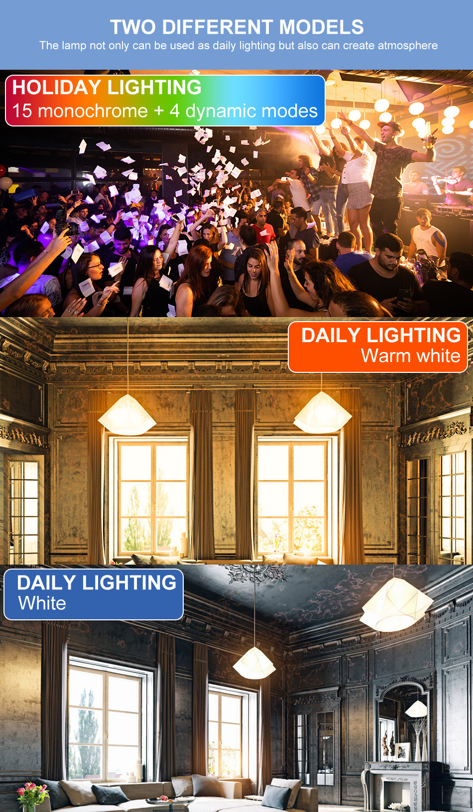 XRTECNA RGB LED Bulbs Color Changing Remote Control Music E27 Smart Bulb Home