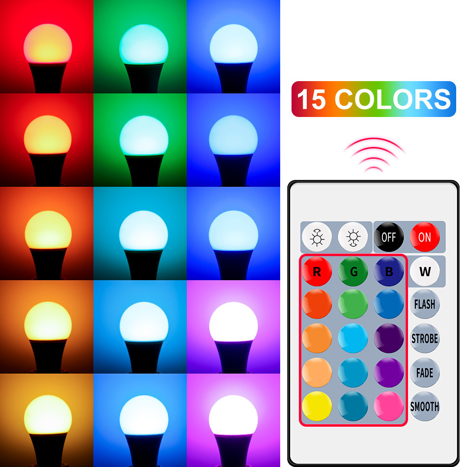 XRTECNA RGB LED Bulbs Color Changing Remote Control Music E27 Smart Bulb Home