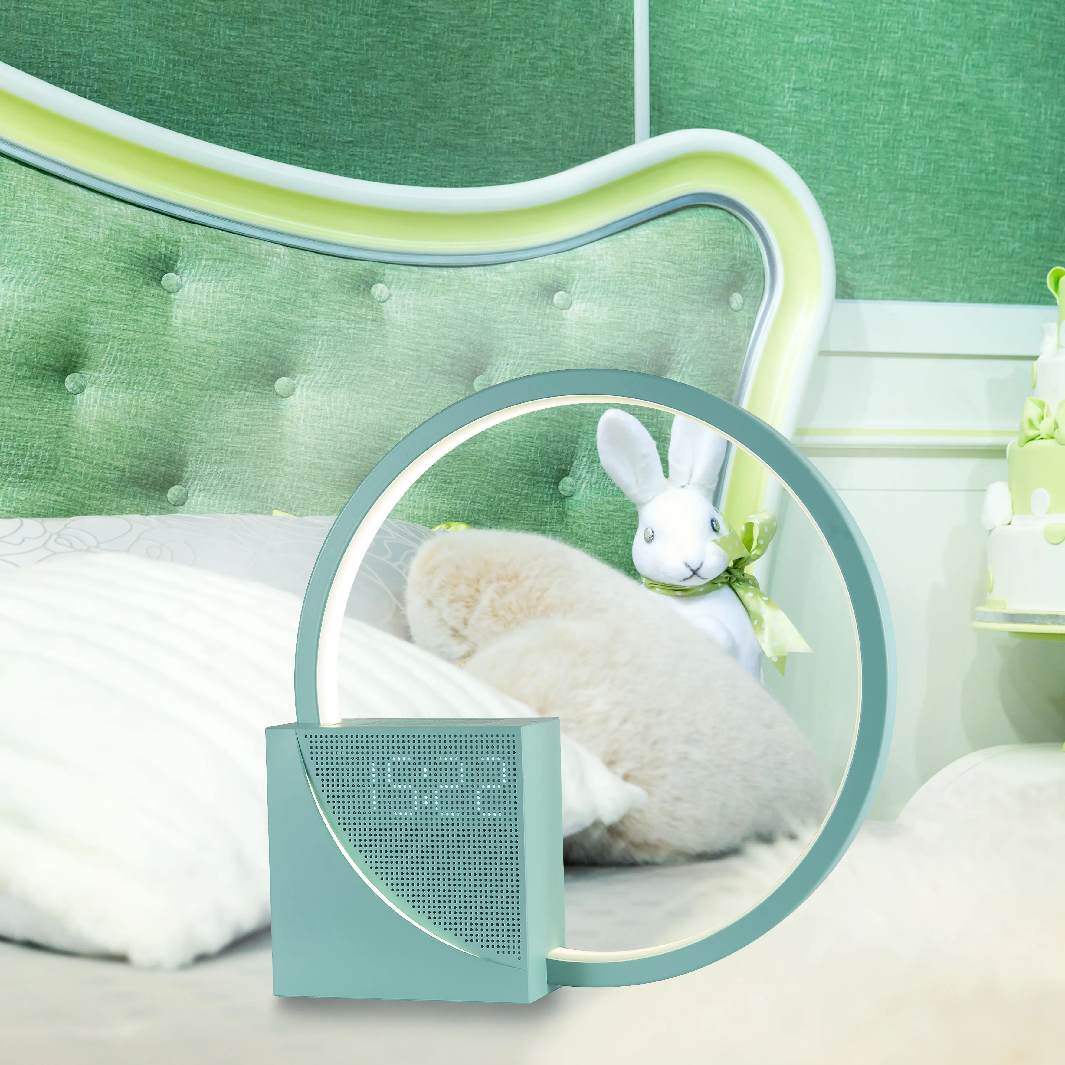 XRTECNA Touch Dimmer Bedside Lamp Natural White Noise Lamp Time Display With USB Output Charging