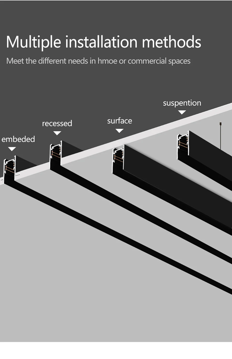 XRTECNA Magnetic Track Light With Aluminum Recessed Track Magnetic Lighting System