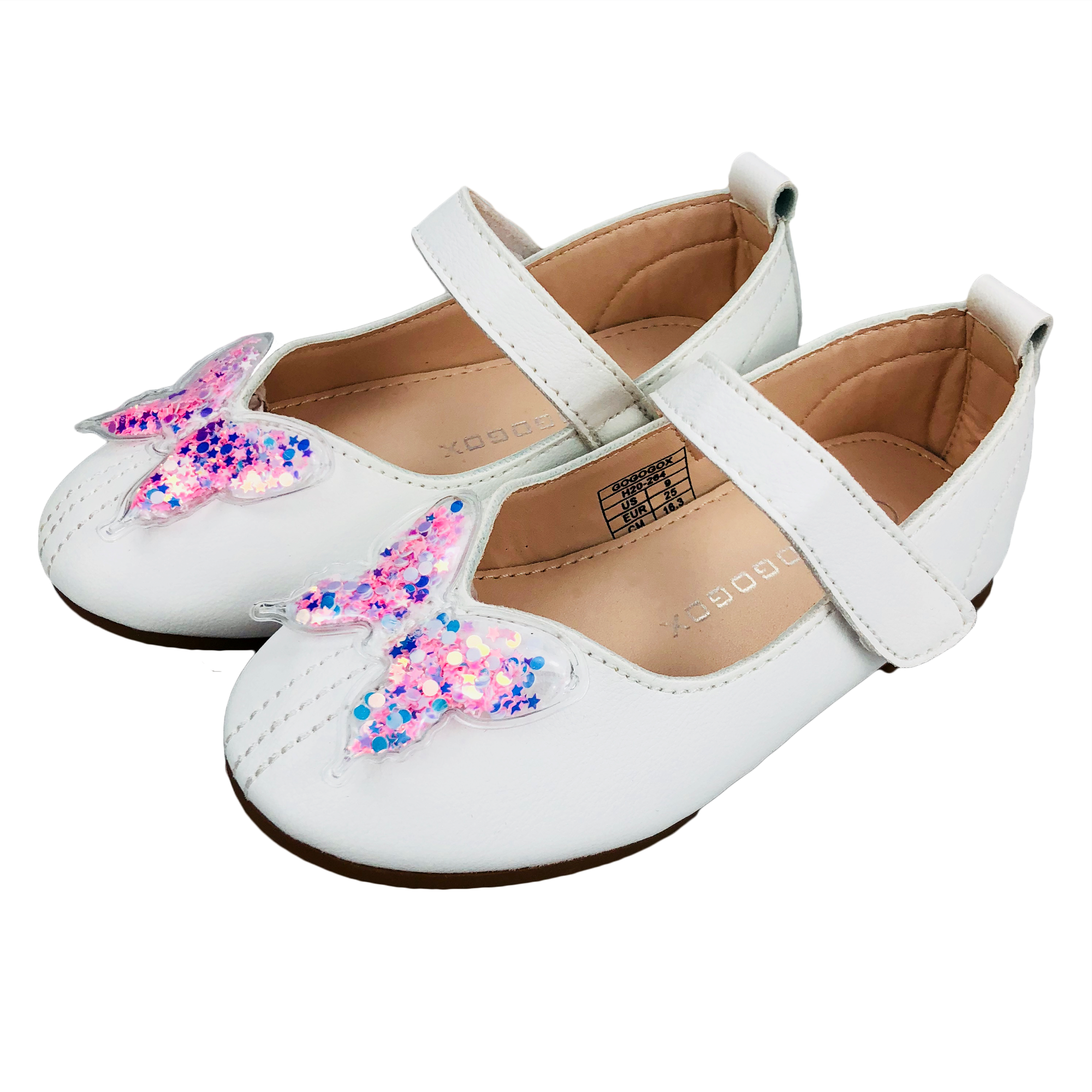 Girls Mary Jane Sequins Butterfly-Embellished Ballerina Flats