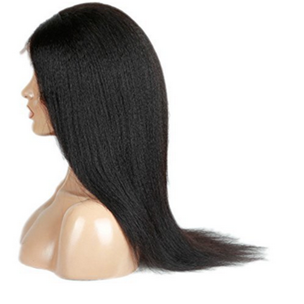 SeleonHair Brazilian Yaki Full Lace Wig Kinky Straight Human Hair Wig