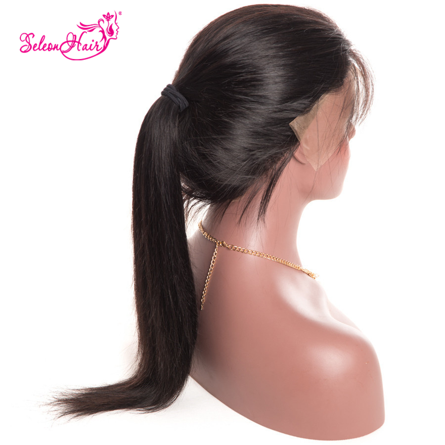 SeleonHair Cheapest Silky Straight Virgin Human Hair Half Lace Wig